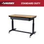 72 in. W x 24 in. D Adjustable Height White Workbench with Solid Wood Top - Image 1
