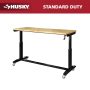 72 in. W x 24 in. D Adjustable Height White Workbench with Solid Wood Top - Image 1
