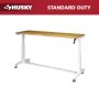 72 in. W x 24 in. D Adjustable Height White Workbench with Solid Wood Top - Image 1