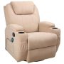 Big and Tall Linen Beige Recliner Swivel and Rocking Chair with Power Massage Function - Image 1
