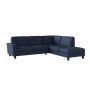 Zoey 2-Piece Navy Blue Linen-Like Fabric 4-Seater L-Shaped Right Facing Chaise Sectional Sofa - Image 1