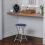 Backless 18 in. Round Folding Stool with Padded Seat, Blue Portable Counter Bar Stool for Kitchen or Rec Room - Image 1