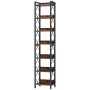 Jannelly 79 in. Rustic Brown 7-Shelf Narrow Bookcase with Metal Frame, Corner Etagere Bookshelf for Home Office - Image 1
