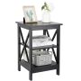 24 Inch X-Design End Table Sofa Side End Storage Shelf Black - Image 1