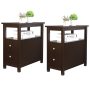 Set of 2 Narrow End Table w/2 Drawers Open Shelf Sofa Side Table for Living Room - Image 1