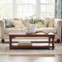 Glenmore 54 in. Large Walnut Brown Rectangle Wood Coffee Table with Detailed Legs - Image 1