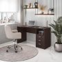 51.25 in. Rectangular Wenge 3 Drawer Computer Desk with Built-In Storage - Image 1