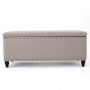 Tatiana Wheat Beige Polyester Storage Bench with Studs - Image 1