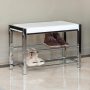 White Leatherette with Chrome Frame Storage Entryway Bench - Image 1
