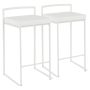 Fuji 26 in. White Stackable Counter Stool with White Faux Leather Cushion (Set of 2) - Image 1