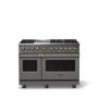 Viking - 48 in. Wide 6 Burner Pro 5 Series 7.3 Cu. Ft. Freestanding Sealed Dual Fuel Convection Range with Brushed Brass Trim - Damascus Gray - Image 1