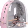 Bird Traval Carrier Cage, Clear Space Capsule Astronaut Backpack to Carry Parakeet Cockatiel Parrot with Metal Tray Wood Perch, Vet Transport School Bag - Image 1