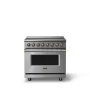 Viking - 36"W. 5.6 Cu.Ft. Pro5S 6 Element Freestanding Electric Induction Convection Range - /Brushed Brass - Stainless Steel - Image 1
