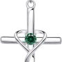 AmorAime 925 Sterling Silver Cross Necklace for Women Men 14K Gold Plated 5A CZ Birthstone Necklaces for Holiday - Image 1