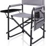 PICNIC TIME Sports Chair with Side Table and Armrest Caddy, Lightweight Aluminum Folding Outdoor Camping Chair for Adults, Portable Director Style Lawn Seating with Pockets & Carry Strap, (Red) - Image 1