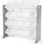 Humble Crew Toy Storage Organizer with 12 Removable Storage Bins for Kids Playroom, 4-Tier Toddler Toy Organization, White/Primary - Image 1