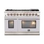 Forno Appliances - 48 in. Wide 8 Burner Capriasca 6.58 Cu. Ft. Freestanding Gas Range with Convection Ovens - White - Image 1