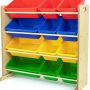 Humble Crew Toy Storage Organizer with 12 Removable Storage Bins for Kids Playroom, 4-Tier Toddler Toy Organization, White/Primary - Image 1
