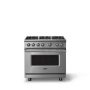 Viking - 36"W. 5.1 Cu. Ft. Freestanding Manual Clean Sealed 6 Burner Gas Convection Range - Stainless Steel - Stainless Steel - Image 1