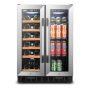Lanbo - Freestanding/Built-In 23.4'' width 18 Bottle 56 Can Dual Zone Combo Wine and Beverage Cooler - Black - Image 1