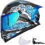 ILM Motorcycle Helmet Full Face with Pinlock Compatible Clear&Tinted Visors and Fins Street Bike Motocross Casco DOT Model Z501(Legend Green, Medium) - Image 1