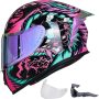 ILM Motorcycle Helmet Full Face with Pinlock Compatible Clear&Tinted Visors and Fins Street Bike Motocross Casco DOT Model Z501(Legend Green, Medium) - Image 1
