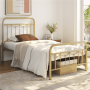 Alden Design Metal Platform Twin Bed with Vintage Headboard, Adult, Antique Gold - Image 1