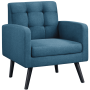 Alden Design Modern Tufted Accent Arm Chair with Rubber Wood Leg for Living Room, Dark Gray - Image 1