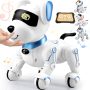Ficcug Remote Control Robot Dog for Kids, Intelligent Programmable Interactive Puppy Pet Toys with Touch Sensing,Dance & Music,Gift for 3 4 5 6+ Ages Boys Girls,Blue - Image 1