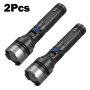 Juyafio Powerful Flashlight High Lumens,USB Rechargeable Waterproof,Super Bright XHP70.2 Handheld Flashlight,Zoomable Torch for Hiking Hunting Camping(2PCS) - Image 1
