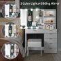 Ktaxon Lighted Makeup Vanity Table Set, Dressing Table with Sliding Mirror, Vanity Desk , White - Image 1