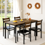 Cvortll Dining Table Set for 4 with PU Leather Chairs, Modern Wooden Kitchen Table, Square Dinette Set, Gray - Image 1