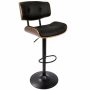 Lombardi Mid-Century Modern Adjustable Barstool in Walnut with Grey Faux Leather by LumiSource - Image 1