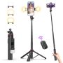SelfieShow 52" Selfie Stick Tripod, Extendable Selfie Stick with Detachable Wireless Remote & Phone Stand, 360°Rotation PortableTravel Tripod for Iphone and Android Phone Tripod - Image 1