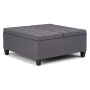 Harrison 36 inch Wide Transitional Coffee Table Storage Ottoman in Slate Grey Linen Look Fabric - Image 1