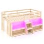 Twin Size Loft Bed with LED Lights with Staircase and Safety Guardrail - Image 1