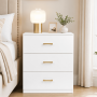 UHOMEPRO Nightstand, Modern 3 Drawer Nightstand, Black Nightstand with Gold Handle, Wooden Side Table Storage Cabinet Unit for Bedroom/Living Room/Small Space - Image 1