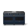 Viking - 60 in. Wide 8 Burner Pro 5 Series 9.4 Cu. Ft. Freestanding Sealed Dual Fuel ConvectionRange with Brushed Brass Trim - Slate Blue - Image 1