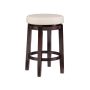 Maya Swivel 25.39 in. Brown Backless Wood Counter Stool with Faux Leather Seat - Image 1