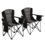 (2-Pack) Oversized Folding Deluxe Blue Camping Chair Chair with Cooler Bag - Image 1
