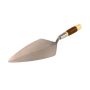 9-1/2 in. x 4-1/4 in. Narrow London Pro Carbon Steel Brick Masonry Trowel - Leather Handle - Image 1