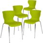 Black Lowell Contemporary Plastic Stacking Waiting Room Chairs, Lobby Chairs with Patterned Back and Seat (Set of 4) - Image 1