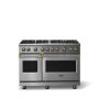 Viking - 48"W. 6.1 Cu.Ft. Freestanding Manual Clean Sealed 8B Gas Convection Range/Double Oven-Stainless Steel/Brushed Brass - Stainless Steel - Image 1