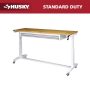 52 in. W x 24 in. D 2-Drawer Adjustable Height White Workbench Table with Solid Wood Top - Image 1