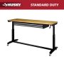 72 in. W x 24 in. D Adjustable Height White Workbench with Solid Wood Top - Image 1
