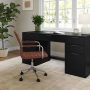 Saddle Brown/Oil Rubbed Bronze Taytum Mid-Back Swivel Faux Leather Soft Desk Chair,Adjustable Height Padded Office Chair - Image 1