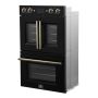 Forno Appliances - Asti 7.36 Cu. Ft. Electric Double Wall Oven with Upper French Doors and Antique Brass Accents - Black - Image 2