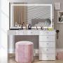 Brielle Makeup Vanity with Adjustable LED Mirror, Bluetooth Speakers, and Charging Station | Premium Boahaus Vanity - Image 1