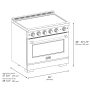 ZLINE - 36 in. Wide 5 Elements 5.2 Cu.Ft. Paramount Freestanding Induction Range with Electric Oven in Satin Steel w/ Black Door - Matte Black - Image 4