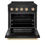 ZLINE - 30 in. Wide 4 Elements Autograph 4.2 cu. ft. Paramount Freestanding Induction Range in Black Steel with Gold Accents - Black Stainless Steel - Image 2